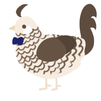 A cream and bark chicken with a lace pattern