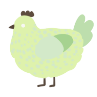 A apple and gluppy chicken with a speckle pattern