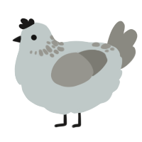 A silver and ash chicken with a neck-speckle pattern