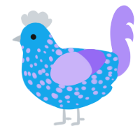 A sky and lilac chicken with a speckle pattern