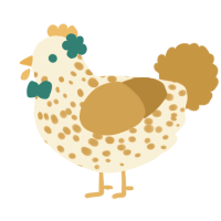 A cream and gold chicken with a speckle pattern