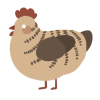 A beige and bark chicken with a half-bar pattern