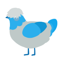 A silver and sky chicken with a head pattern