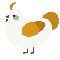 A white and ochre chicken