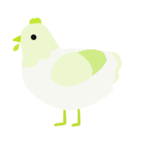 A white and apple chicken with a head pattern