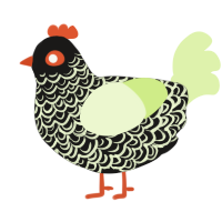A sable and apple chicken with a double-lace pattern