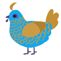 A sky and gold chicken with a lace pattern