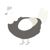 A grey and white chicken with a head pattern