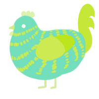 A mint and lime chicken with a bar pattern