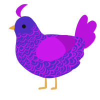 A indigo and amethyst chicken with a double-lace pattern