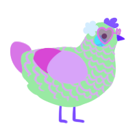 A gluppy and pink chicken with a lace pattern