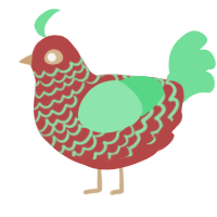 A red and spring chicken with a lace pattern