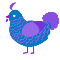 A sapphire and blurple chicken with a lace pattern