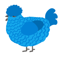 A sky and sapphire chicken with a lace pattern