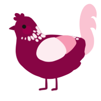 A maroon and rose chicken with a neck-speckle pattern