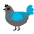 Void Eyes, a grey and cerulean chicken with a half-lace pattern