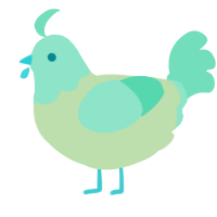 A gluppy and mint chicken with a head pattern