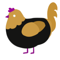 A black and gold chicken with a head pattern