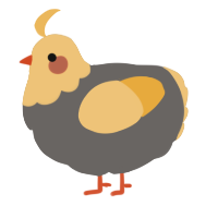 A grey and honey chicken with a head pattern