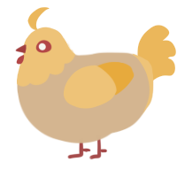 A beige and honey chicken with a head pattern