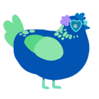 A ultramarine and spring chicken with a neck-speckle pattern