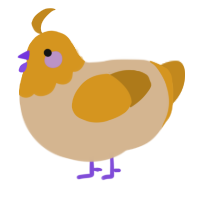 A beige and ochre chicken with a head pattern