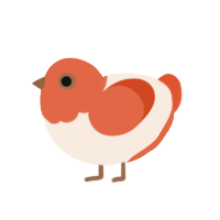 A cream and vermilion chicken with a head pattern