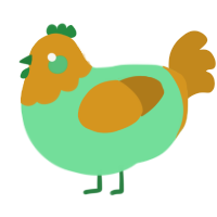 A spring and ochre chicken with a head pattern
