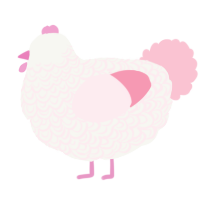 A white and rose chicken with a double-lace pattern