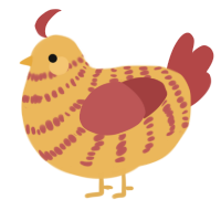 A honey and red chicken with a bar pattern