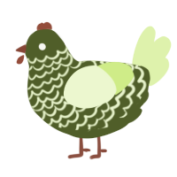 A olive and apple chicken with a lace pattern