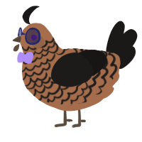 A brown and sable chicken with a lace pattern