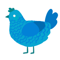 A cerulean and sapphire chicken with a lace pattern