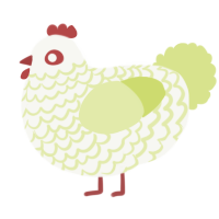 A white and lemon chicken with a lace pattern