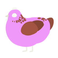A lavender and russet chicken with a neck-speckle pattern