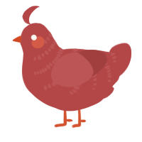 A red chicken with a half-bar pattern