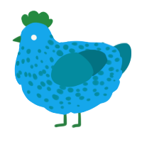 A sky and sea chicken with a speckle pattern