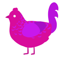 A fuchsia and amethyst chicken with a half-lace pattern