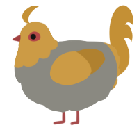A ash and gold chicken with a head pattern
