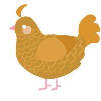 A gold and orange chicken with a lace pattern