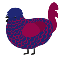 A navy and maroon chicken with a lace pattern