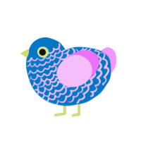 happy meal toy, a sapphire and lavender chicken with a lace pattern