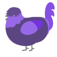 A overcast and blurple chicken with a head pattern