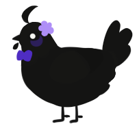 A black chicken with a head pattern