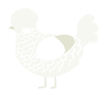 A white chicken with a lace pattern