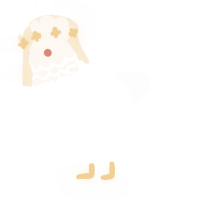 A cream chicken with a lace pattern