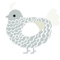 A silver and white chicken with a lace pattern