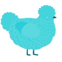 A aqua chicken with a lace pattern