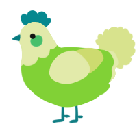 A grass and lemon chicken with a head pattern