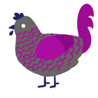 A grey and plum chicken with a lace pattern